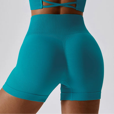 Summer Seamless Yoga Shorts Women's High Waist Hip Lifting Sport Shorts Outwear Running Training Fitness Tights Honey Hip