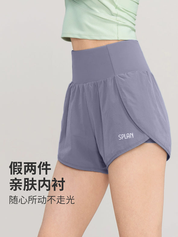 Wake-up Plan Summer Thin Quick-Dry Sports Shorts Women's Outwear Running Fancy Anti-Wardrobe Malfunction Fitness Yoga Pants