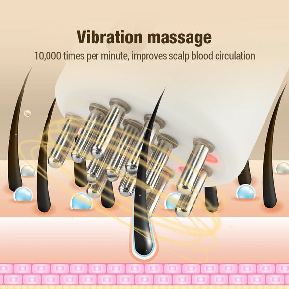 Electric Head Scalp Massager for Hair Growth Vibration Red Light Therapy Micro-current Stimulation Scalp Oil Applicator Comb