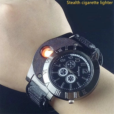 Invisible Cigarette Lighter 3 Laps Unusual Creative Usb Men's Watch Portable Windproof Flameless Charging Exquisite Gift