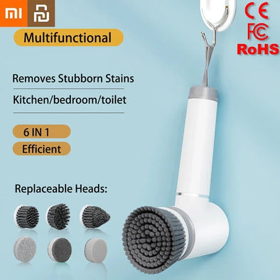 Xiaomi Electric Cleaning Brush Multifunctional Cordless Spin Scrubber With Replacement Heads Rechargeable Kitchen Cleaning Brush