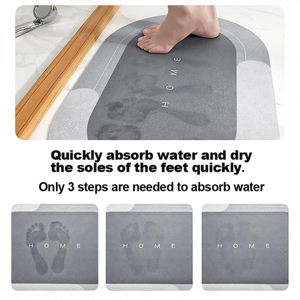 Bathroom Mat Super-absorbent Anti-slip Toilet Mat Anti-slip Bathtub Mat Easy To Clean Diatomaceous Earth Protective Foot Mat